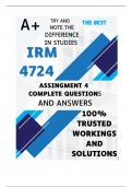 IRM4724 Assignment 4 (COMPLETE ANSWERS) 2024 (776400) - DUE 5 September 2024