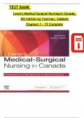 Test Bank For Lewis's Medical Surgical Nursing in Canada 5th Edition by Tyerman, Cobbett, All Chapters 1 - 72 Complete, Verified Latest Edition ISBN: 9780323791564