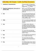 ASU Bio 181 Exam 1 with Verified Answers