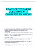 PRACTICE TEST NERC QUESTIONS WITH COMPLETE SOLUTIONS