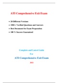 ATI COMPREHENSIVE EXIT EXAM (20 REAL AND PRACTICE EXAM) (3500 + VERIFIED Q & A) / COMPREHENSIVE EXIT ATI EXAM / ATI PROCTORED COMPREHENSIVE EXIT EXAM | LATEST-2021 |