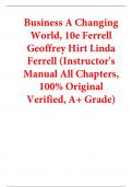 Instructor's Manual For Business A Changing World 10th Edition By Ferrell Geoffrey Hirt Linda Ferrell (All Chapters, 100% Original Verified, A+ Grade)