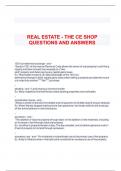 REAL ESTATE - THE CE SHOP QUESTIONS AND ANSWERS