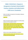 NR606 / NR 606 Week 1: Diagnosis & Management in Psychiatric Mental Health II Practicum |Questions and Verified Answers | 100% Correct |Chamberlain