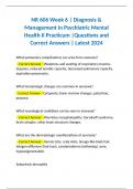 NR 606 Week 6 | Diagnosis & Management in Psychiatric Mental Health II Practicum |Questions and Correct Answers | Latest 2024