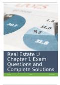 Real Estate U Chapter 1 Exam Questions and Complete Solutions Graded A+