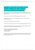 MD REAL ESTATE LICENSE EXAM WITH COMPLETE SOLUTIONS. ACTUAL 24/25 EXAM UPDATE.