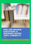 PDB CEN REVIEW QUESTIONS & ANSWERS RATED 100% CORRECT!!