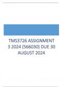 TMS3726 Assignment 3 (COMPLETE ANSWERS) 2024 (566030 ) - DUE 30 August 2024 Course Teaching Mathematics in the senior Phase (TMS3726) Institution University Of South Africa (Unisa) Book Teaching Mathematics