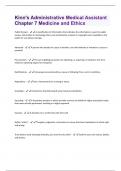 Kinn's Administrative Medical Assistant Chapter 7 Medicine and Ethics All Possible Questions and Answers with complete solution