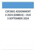 CSP2601 ASSIGNMENT 4 2024 (638814) – DUE 3 SEPTEMBER 2024