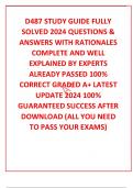 D487 STUDY GUIDE FULLY SOLVED 2024 QUESTIONS & ANSWERS WITH RATIONALES COMPLETE AND WELL EXPLAINED BY EXPERTS ALREADY PASSED 100% CORRECT GRADED A+ LATEST UPDATE 2024 100% GUARANTEED SUCCESS AFTER DOWNLOAD (ALL YOU NEED TO PASS YOUR EXAMS)