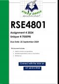 RSE4801 Assignment 4 (QUALITY ANSWERS) 2024