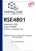 RSE4801 Assignment 4 (DETAILED ANSWERS) 2024 - DISTINCTION GUARANTEED