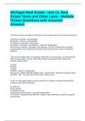 Michigan Real Estate - Unit 13. Real Estate Taxes and Other Liens - Multiple Choice Questions with Accurate Answers