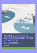 INSIDE LVMH FINAL QUIZ (INSIDE LVMH FINAL QUIZ (QUESTIONS WITH COMPLETE SOLUTIONS!!THIS SET INCLUDES LVMH & THE LUXURY INDUSTRY, LUXURY & SUSTAINABILITY, CREATION & BRANDING, AND RETAIL & CUSTOMER EXPERIENCE QUESTIONS)QUESTIONS WITH COMPLETE SOLUTIONS!!