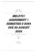 MRL3701 ASSIGNMENT 1 SEMESTER 2 2024 DUE 30 AUGUST 2024 (complete answers with Explanations and Solutions)