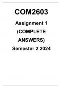 COM2603 Assignment 1 (COMPLETE ANSWERS) Semester 2 2024 latest