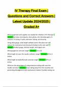 IV Therapy Final Exam | Questions and Correct Answers | Latest Update 2024/2025 | Graded A+