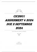 CIC2601 Assignment 4 2024 DUE 2 September 2024 (COMPLETE ANSWERS with Explanations and Solutions)