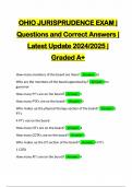 OHIO JURISPRUDENCE EXAM | Questions and Correct Answers | Latest Update 2024/2025 | Graded A+