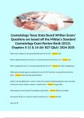 Cosmetology Texas State Board Written Exam/ Questions are based off the Milday's Standard Cosmetology Exam Review Book (2012). Chapters 5-11 & 14-26/ 827 Q&A/ 2024-2025 