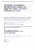 PROFESSIONAL ADJUSTMENT, LEADERSHIP MANAGEMENT AND RESEARCH NURSING EXAM