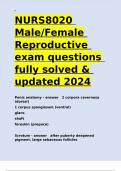 NURS8020 Male Female Reproductive exam questions fully solved & updated 2024.