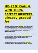 HE-210 Quiz 4 with 100- correct answers already graded A+