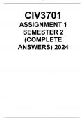 CIV3701 ASSIGNMENT 1 SEMESTER 2 (COMPLETE ANSWERS) 2024 - DUE 25 August 2024