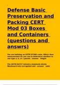 Defense Basic Preservation and Packing CERT Mod 03 Boxes and Containers (questions and answrs)