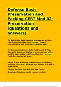 Defense Basic Preservation and Packing CERT Mod 02 Preservation (questions and answers).