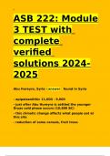 ASB 222 Module 3 TEST with complete verified solutions 2024-2025.