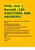 PHSL Unit 1 Barnett (189 QUESTIONS AND ANSWERS).