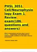 PHSL 3051 Cell Neurophysiology Exam 1 Review exam(186 questions and answers).