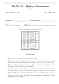 MATH 100 Fall 2014 midterm exam solutions