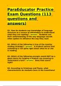 ParaEducator Practice Exam Questions (113 questions and answers)