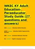 WKEC KY Adult Education- Paraeducator Study Guide (27 questions and answers).