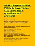 APRP - Payments Risk Policy & Governance (10) (part 2)(32 questions and answers).