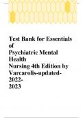 Test BANK FOR Essentials of Psychiatric Mental Health Nursing test bank 4th Edition by Elizabeth M. Varcarolis ALL CHAPTERS (1- 28)| A+ ULTIMTE GUIDE