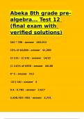 Abeka 8th grade pre-algebra... Test 12 (final exam with verified solutions)