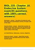 BIOL 235- Chapter 18 Endocrine System exam(94 questions with 100- correct answers).