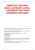 MIMECAST SECURE-EMAIL-GATEWAY-LEVEL-1-WARRIOR TEST WITH ANSWERS PROVIDED