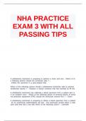 NHA PRACTICE EXAM 3 WITH ALL PASSING TIPS