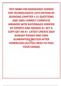 TEST BANK FOR RADIOLOGIC SCIENCE FOR TECHNOLOGISTS 12TH EDITION BY BUSHONG CHAPTER 1-11 QUESTIONS AND 100% CORRECT COMPLETE ANSWERS WITH RATIONALES VERIFIED BY EXPERTS AND GRADED A+ GET A COPY GET AN A+  LATEST UPDATE 2024  ALREADY PASSED AND 100% GUARANT