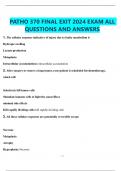 PATHO 370 FINAL EXIT 2024 EXAM ALL QUESTIONS AND ANSWERS