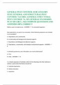 GENERAL PEST CONTROL SUBCATEGORY TEST, GENERAL AND STRUCTURAL PEST CONTROL 7A/CORE, GENERAL STRUCTURAL PEST CONTROL 7A, MS GENERAL STANDARDS PLUS MS GRCL | 544 COMPETE QUESTIONS AND ANSWERS 100% CORRECT