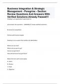 Business Integration & Strategic Management - Peregrine - Section Review Questions And Answers With Verified Solutions Already Passed!!!