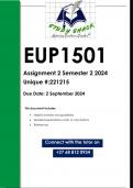 EUP1501 Assignment 2 (QUALITY ANSWERS) Semester 2 2024