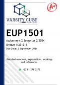 EUP1501 Assignment 2 (DETAILED ANSWERS) Semester 2 2024 - DISTINCTION GUARANTEED